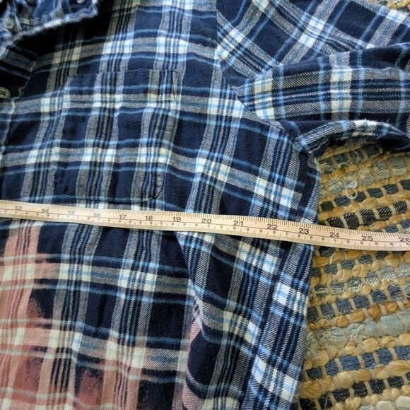 Reworked Bleached Ramones Flannel Shirt XL Punk Biker Grunge USA Flag Thrashed - Picture 6 of 7
